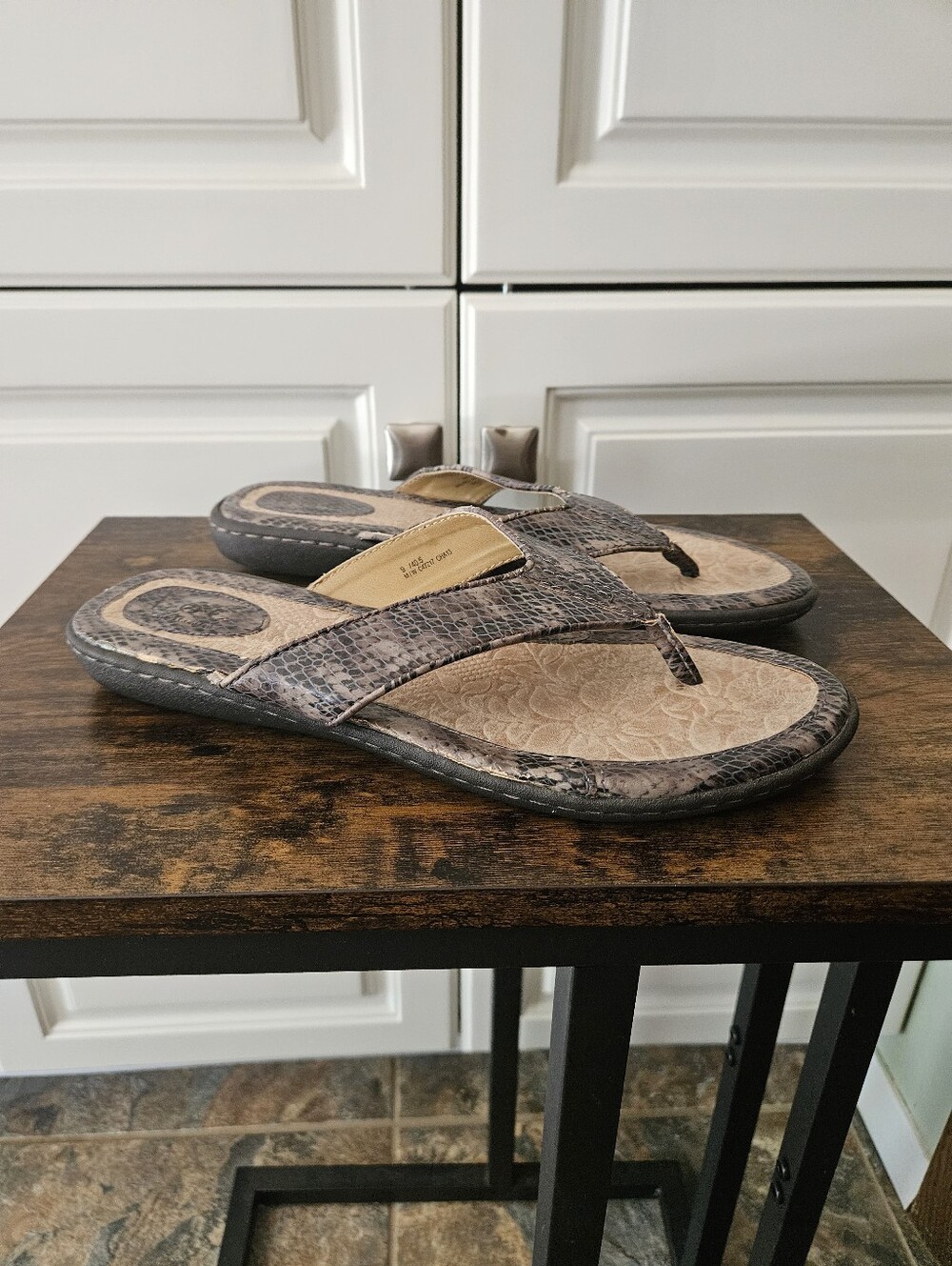 boc Brown Snake Print Faux Leather Thong Comfort Sandals 90s Y2k Earthy Boho
